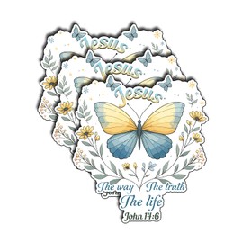 (3Pcs) Jesus The Way The Truth The Life Sticker Christian God Cristianos Cross Bible Decorate Waterproof Vinyl Water Bottle Tumbler Phone Laptops Sticker Gifts for Love Jesus 3x2.5 Inch