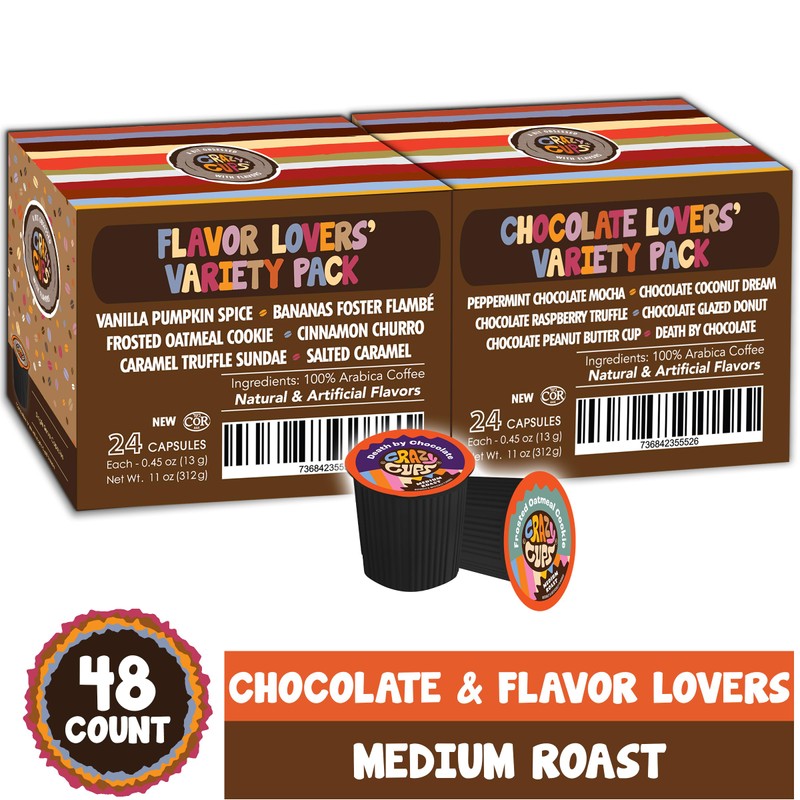 Crazy Cups Flavored Coffee Pods Variety Pack - Coffee Flavors