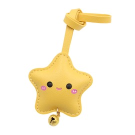 NATUAKE Star Key Holder, Cute, Bell Included, Leather, Bag Charm, Decorative, Stylish, Women's, Leather, yellow