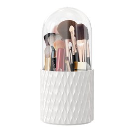 DooGooCoo [Upgrade] Rotating Makeup Brush Holder, [Dustproof & Waterproof] 360 Rotating Cosmetics Make up Brush Organizer Storage with Lid for Vanity