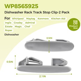 WP8565925 Dishwasher Rack Track Stop Clip (2 Pack) Compatible with Kenmore Whirlpool Maytag KitchenAid Crosley and more Dishwasher, Replacement Part W10082860 W10199682 W10508950 WPW10082861VP 1180483