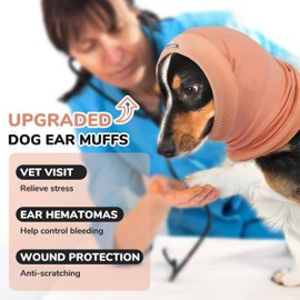 PUMYPOREITY Anti-Slip Headband for Dog Hematoma, Adjustable Dog Calming Hoodie for Fireworks, Thunderstorms, Grooming, No Shake Ear Wraps & Muffs for Noise Protection, S, Orange