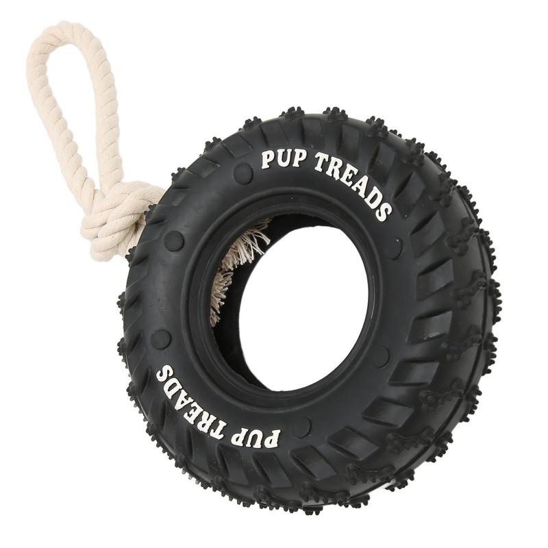 Dog Tire Chewing Toy Bite Resistant Treat Dispensing Rubber Aggressive