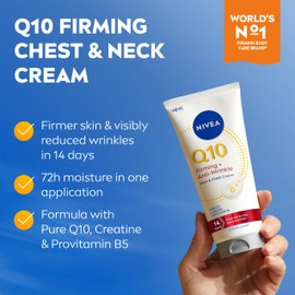 NIVEA Q10 Firming + Anti-Wrinke Body Neck & Chest Cream Moisturiser 200ml, Neck Firming Cream to Reduce Fine Lines and Wrinkles, Neck Cream Formulated with Q10, Creatine and Vitamin B5