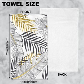 Wotinsi Golden Palm Leaves Hand Towel for Bathroom Set of 2 Hand Bath Towels Soft Absorbent Decorative Towels for Bathroom Kitchen Yoga Home Decor 14 x 28 in