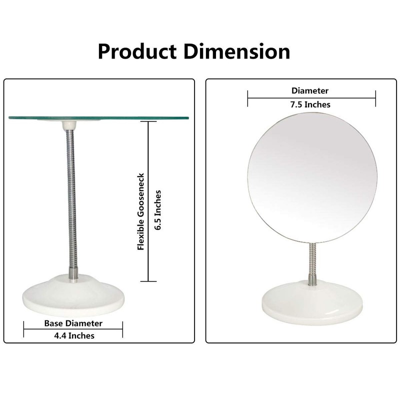 YEAKE Adjustable Flexible Gooseneck Makeup Mirror,360°Rotation Folding Portable Desk Vanity