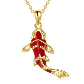 YFN Koi Fish Necklace for Women Sterling Silver Red Fish Panda Gift for Fish Lovers, Sterling Silver, No Gemstone