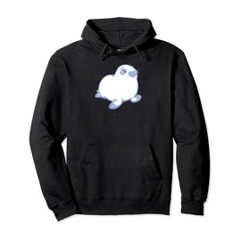 Kawaii Cute Baby Ringed Seal Pup White Phocine Seal Animal Pullover Hoodie