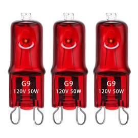 ExoRepti 3 Pack G9 Infrared Heat Lamp Bulbs - Dimmable Night Red UVA Reptile Heat Lamp, 2 Pin Base Mini Reptile Light Bulb Replacement (50 Watt)