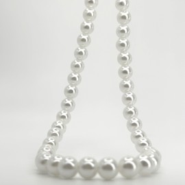Faux Pearl Beaded Necklace, Glass Porcelain, (Black, 17 inch)