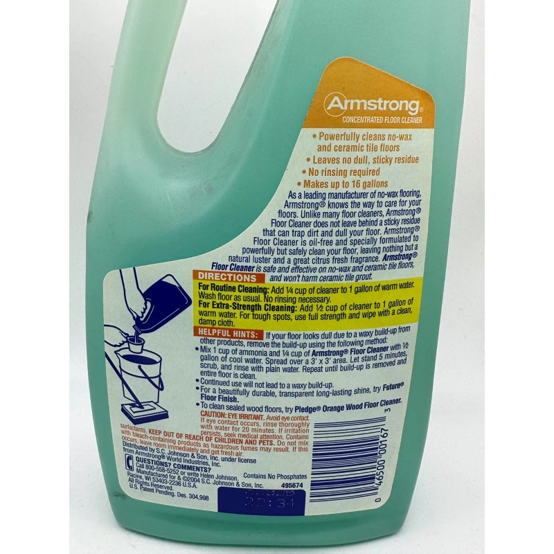 Armstrong Floor Cleaner No Sticky Residue SC Johnson 32oz Citrus