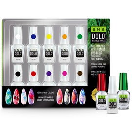 SNS DOLO Marble Nail Art Kit for Dipping Powders with 10 Captivating Colors Plus Base Coat & Top Coat - Marble Nail Design Works with Gels & Acrylics - Professionals & At-Home DIY Manicures