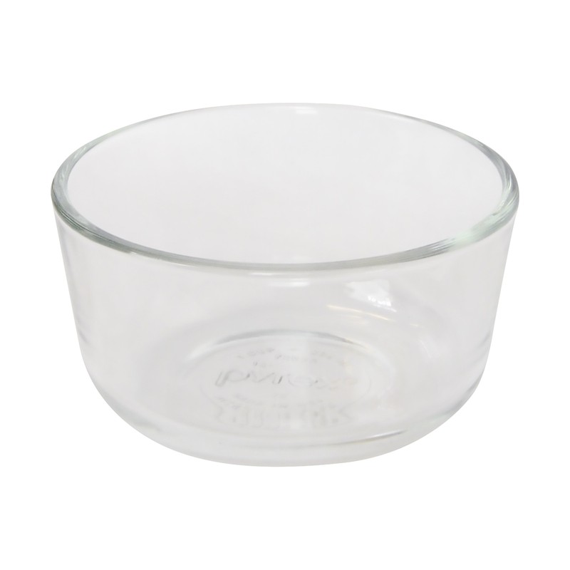 Pyrex (2) 7202 Glass Bowls & (2) Pyrex 7202-PC Olive