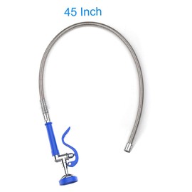 MSTJRY Spray Valve with 45" Pre Rinse Hose, Commercial Sink Sprayer Pre Rinse Sprayer with Flexible Stainless Steel Hose Assembly for Commercial Kitchen Faucets(Blue, with 3 adapters)