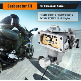 FH661V Carburetor Compatible with Kawasaki FH641V FH661V FH680V FH721V FX850V, 22 HP Engine, with 49065-0724 Oil Filter/Fuel pump,Replaces Parts 15004-1010 15004-0763 15004-7024