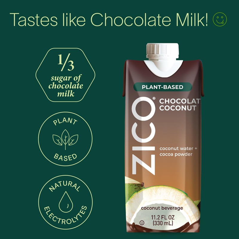 Zico Chocolate Coconut Water, Dairy-free, Plant-based, tastes like Chocolate Milk,