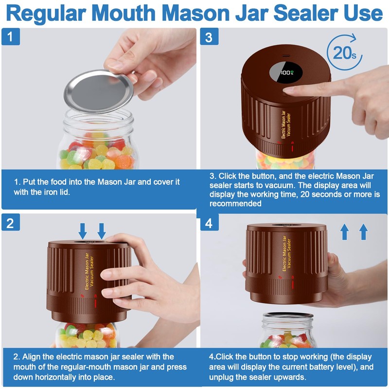 LOVE MOMENT Electric Mason Jar Vacuum Sealer Kit for Wide
