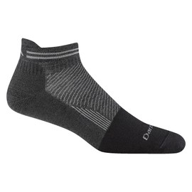Darn Tough Vermont Steely No Show Tab Lightweight Men's Socks, Gravel, Large - Full Cushion Toe Box, Running Socks for Men