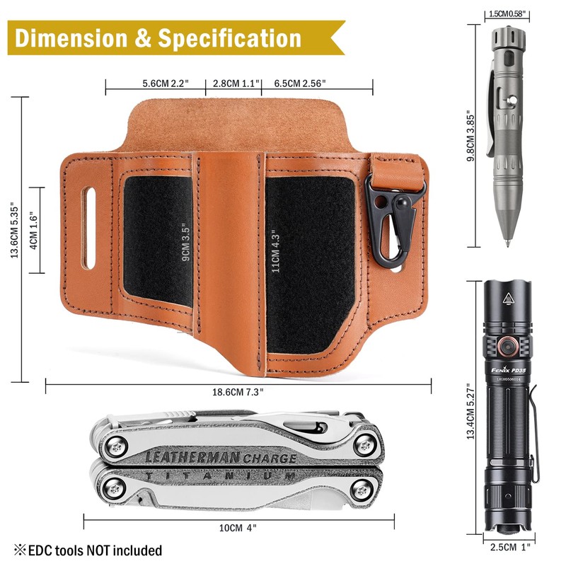 VIPERADE PL3 Multitool Sheath, Leather Sheath with DIY Patch Area,