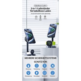 Callstel Induction Charging Stand: Foldable 3-in-1 MagSafe Charging Station with Two Charging Areas Including Power Supply (3-in-1 Charging Station Validable, 3-in-1 Fast Charging Station)