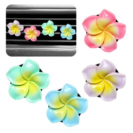 MTRPS 4PCS Flower Car Air Vent Clips, Cute Plumeria Automotive Air Fresheners Vents Clips Decoration, Girly Flower Auto Perfume Diffuser Decor Charm for Women (Blue+Green+Rose Red+Purple)