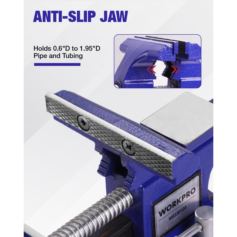 WORKPRO Bench Vise, 4-1/2" Vice for Workbench, Utility Combination Pipe