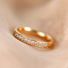 Zakk Eternity Ring Women's Silver Rose Gold Stainless Steel Half Eternity Rings Front Ring 3.5 mm Cubic Zirconia Engagement Rings Wedding Rings Wedding Rings Memoire Rings, stone, Cubic Zirconia