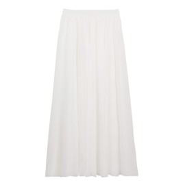 Women's Chiffon Long Skirt Beach Skirt Maxi Skirt Chiffon Skirt Women's Skirt for Summer Beach Everyday Party Skirt Length 90 cm / 100 cm - Plain, White (skirt length 90cm)