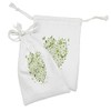 Lunarable Green Fabric Pouch Set of 2, Sketch Style Heart