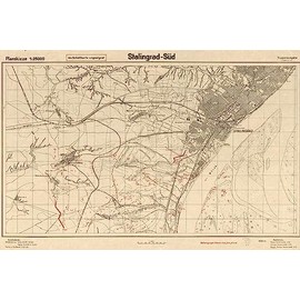 24x36 Gallery Poster, Map of Battle of Stalingrad South, 1942 from German General Staff