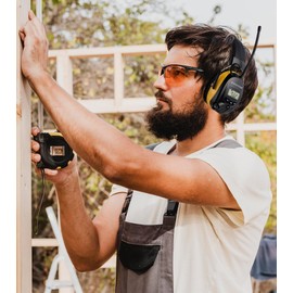 PROTEAR Bluetooth Hearing Protection Headphones with FM AM Radio，25dB NRR Rechargeable Hearing Protectors, Ideal for Lawn Mowing, Construction, Chainsaw, Landscaping(Yellow)