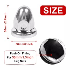 Cabtherlyn 33mm x 2 1/2" Steel Lug Nuts Covers,Polishe
