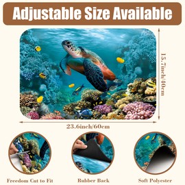 Sea Turtle Coffee Mat Absorbent Dish Drying Mat for Kitchen Counter Hide Stain Rubber Backed Coffee Bar Accessories Fit Under Coffee Maker Coffee Pot Espresso Machine Dish Rack, 15.7 x 23.6 Inch