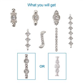 40Pcs 8 Style Alloy Metal Multi-Strand Links 2-7 Holes Rhinestone Bar Spacers S-Shape Rhinestone Spacers Bars for DIY Bracelet Necklace Jewelry Making (Platinum)