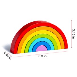 Kiuiom Rainbow Wooden Toy Building Blocks, Wooden Rainbow Baby Pastel, Wooden Montessori Rainbow, Wooden Rainbow Stacking Toy, Preschool Stacking Toy, Wooden Stacking Tower, Baby Learning Toy, Red