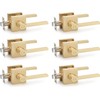 EHOMEWARE 6 Pack Door Handles, Satin Brass Door Knobs Privacy