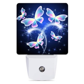 Transparent Butterfly Night Light, Glowing Firework Night Lights Plug into Wall Decor for Bedroom, Bathroom, Hallway, Kitchen, Dusk to Dawn Sensor Nightlights for Boys Girls Women Men Room Gifts