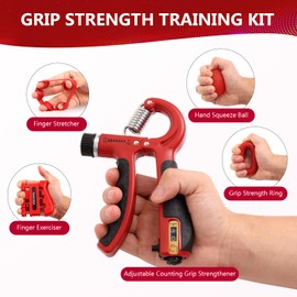 11PCS Grip Strength Trainer Kits, Hand Gripper Strengthener, Forearm Strengthener, Finger Strengthener, Finger Exerciser, Hand Exerciser, Stress Relief Ball, Grip Ring, for Muscle Building, Recover Hand Injury