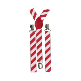 Lezevn Christmas Braces Candy Cane Men’s Braces Xmas Trouser Braces Christmas Braces Suspenders Costume Accessory