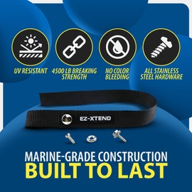 EZ-Xtend Pontoon Boat Accessories - Ladder Strap, Stainless Steel Snap and Stainless Steel Screw Stud Included - Extra Heavy Duty UV Resistant w/ 4500 lb. Breaking Strength - 1 Piece (18"x1")