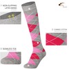 Mysocks Unisex Knee High Long Socks Argyle Ash Fuchsia Pink