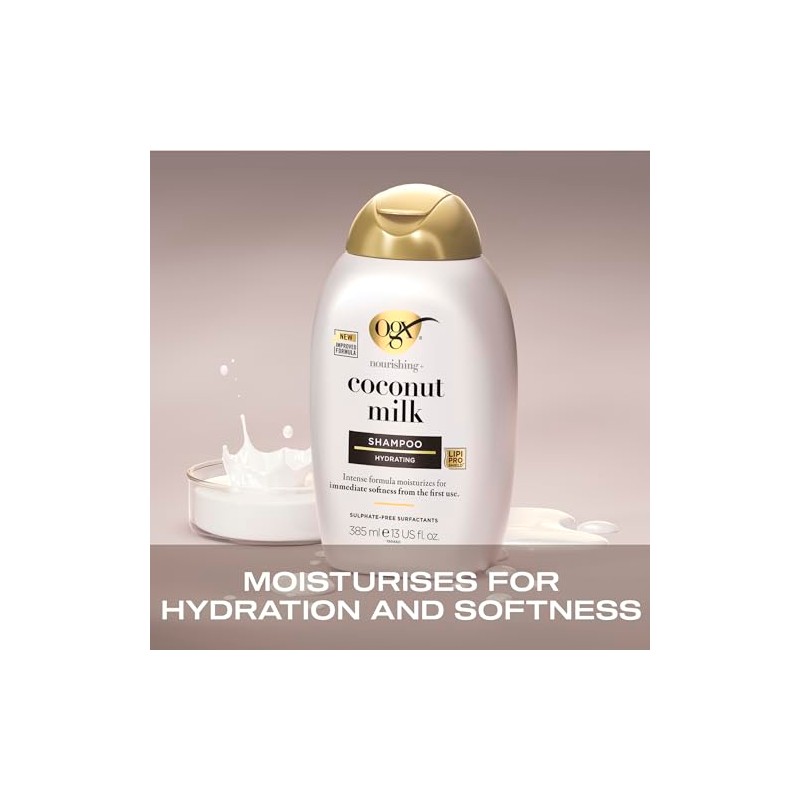 OGX, Shampoo Nutritivo de Leche de Coco, 385 ml