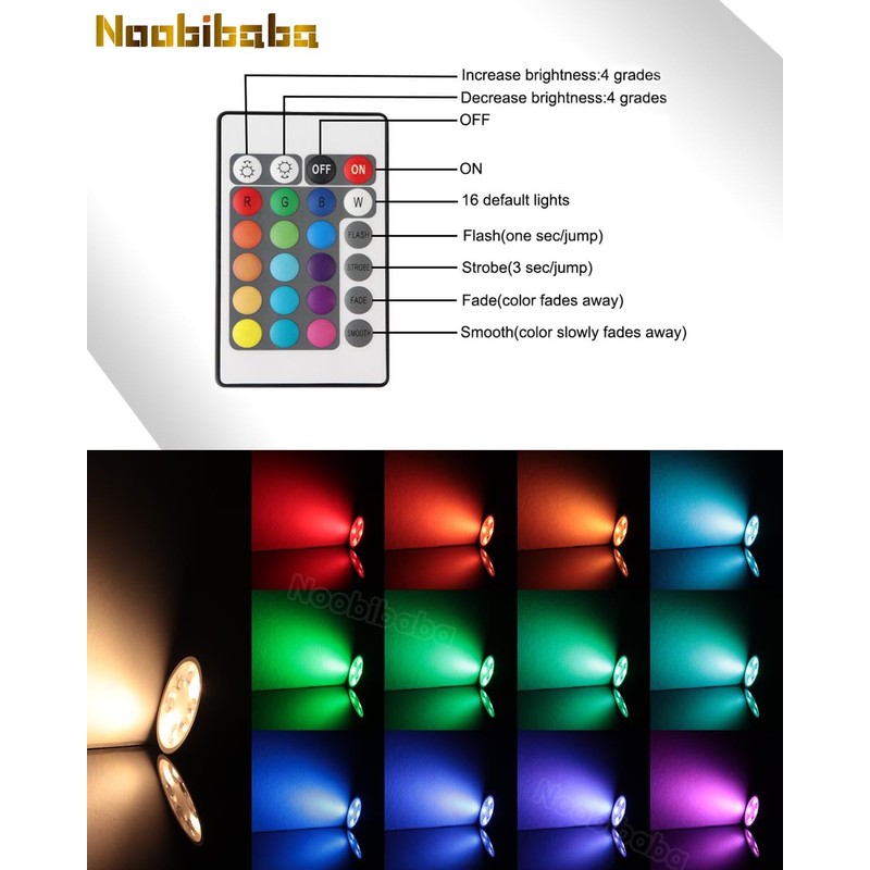 Noobibaba MR16 Color Changing LED Bulbs, MR16 LED Bulbs 4W