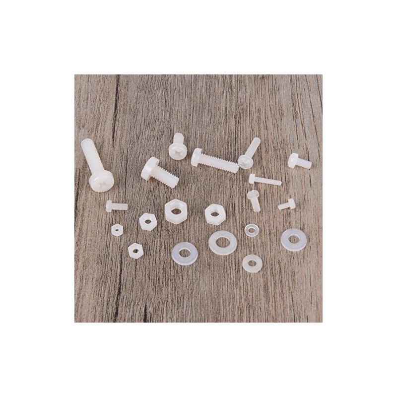 Hotusi M2 M2.5 M3 M4 M5 (Total 270pcs) Nylon Screw/Nut/Washer