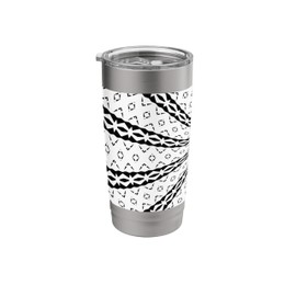 Star Effect Geometric Symmetrical Pattern Black On White Stainless Steel Insulated Tumbler