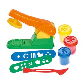 Simba 106329097 - Art und Fun Knetpresse, 3 Dosen Knete á 50g, 2 Schablonen, Messer, Presse, 7 Teile, ab 3 Jahre