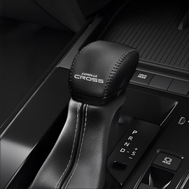 SAWAKAKI Toyota Corolla Cross Release May 2025 Exclusive Shift Knob Cover Gear Shift Shift Lever Leather Logo Protective Cover Interior Custom Parts Easy Installation (Black Stitching)