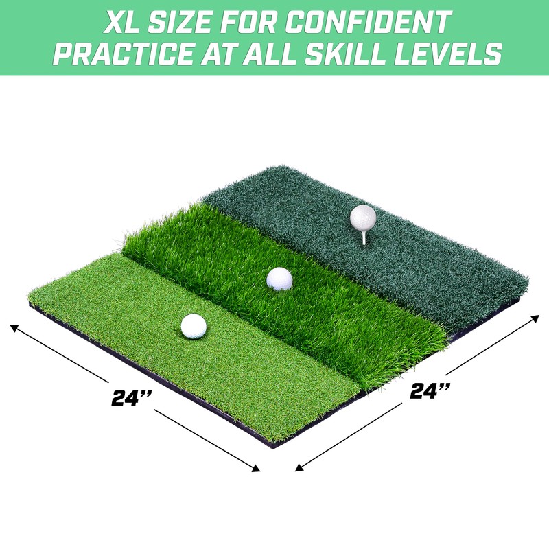 GoSports Tri-Turf XL Golf Practice Hitting Mat - Huge 24