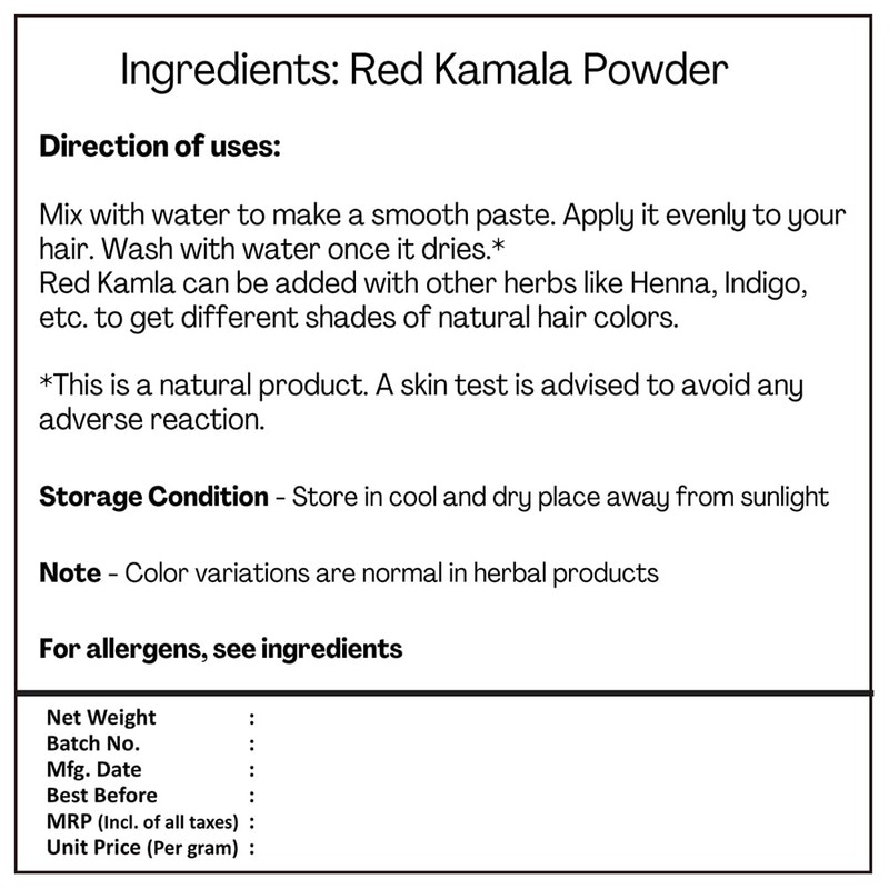 H&C Herbal Ingredients Expert 100% Natural Red Kamala Powder -