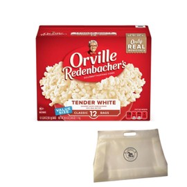Orville Redenbacher White Popcorn Bundle - Tender White Popcorn Orville Microwave 12 Ct Bundle With Reusable Snack Pouch By AMCIENT